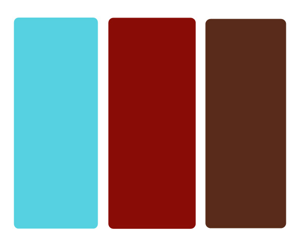 Light blue deep red chocolate brown Variations of all three